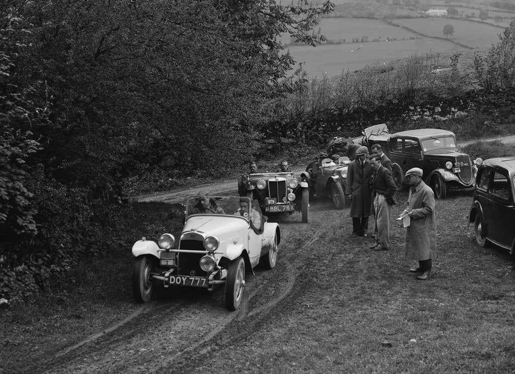 Detail of HRG of MH Lawson amd MG TA of Maurice Toulmin at the MG Car Club Abingdon Trial/Rally, 1939 by Bill Brunell