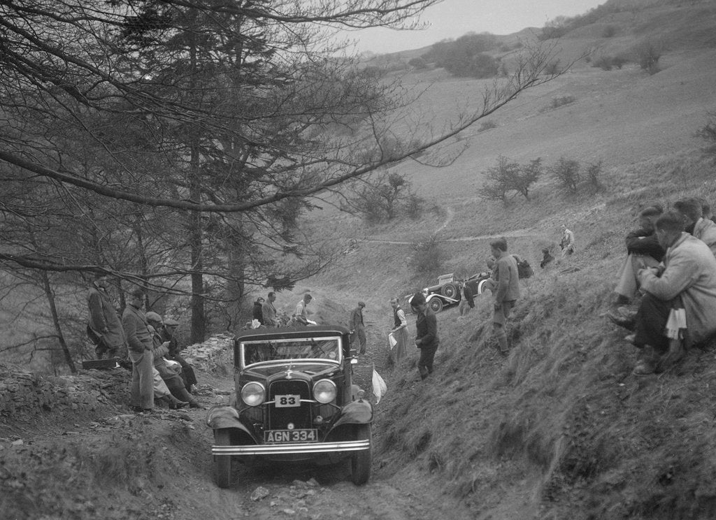 Detail of Ford V8 of Miss V Wild competing in the MG Car Club Abingdon Trial/Rally, 1939 by Bill Brunell