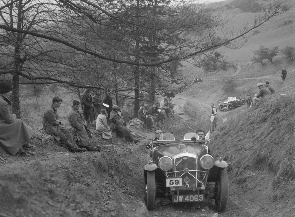 Detail of Wolseley Hornet of GK Crawford competing in the MG Car Club Abingdon Trial/Rally, 1939 by Bill Brunell