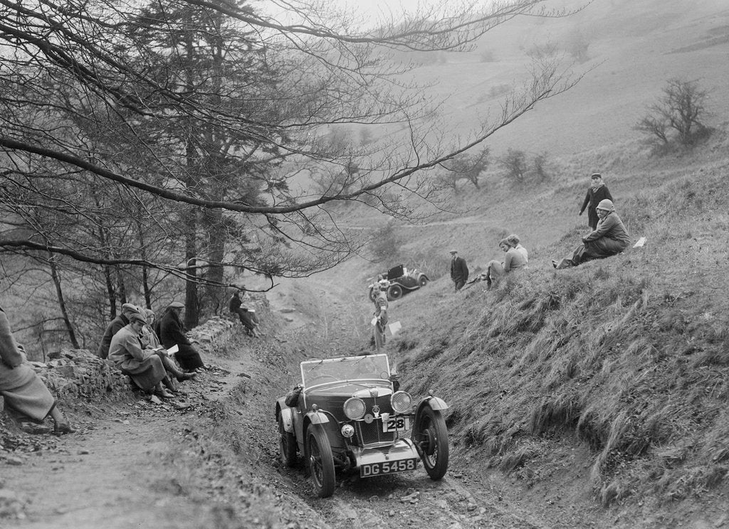 Detail of MG J2 competing in the MG Car Club Abingdon Trial/Rally, 1939 by Bill Brunell