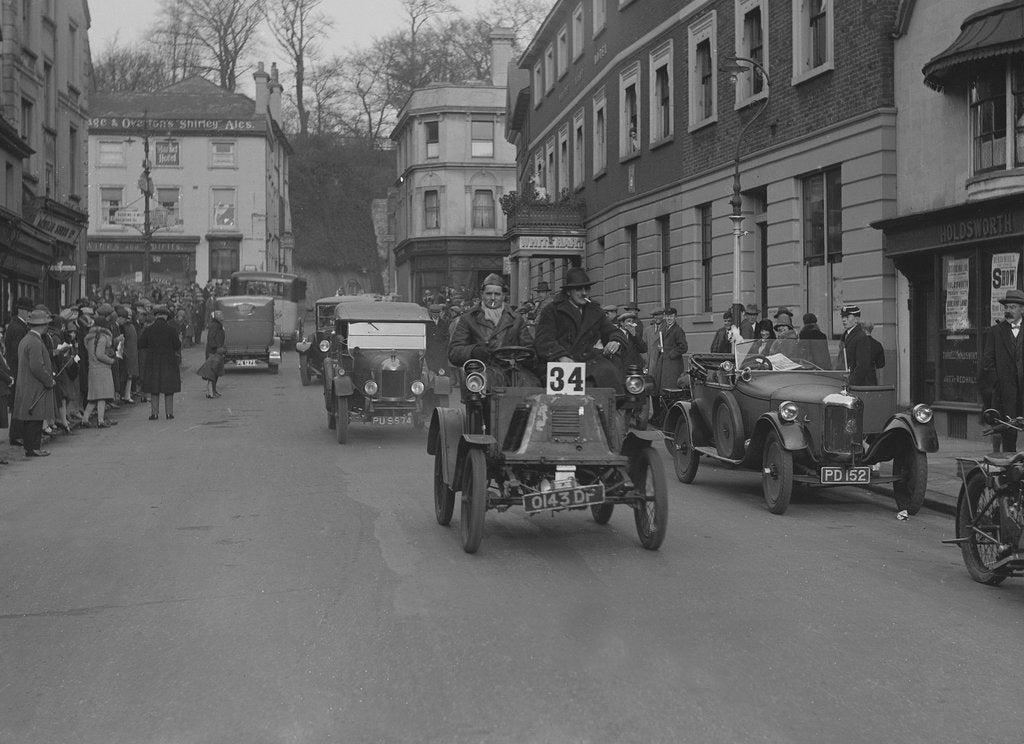 Detail of 1902 Renault of W Vincent taking part in the London-Brighton Run, Reigate, Surrey, 1928 by Bill Brunell