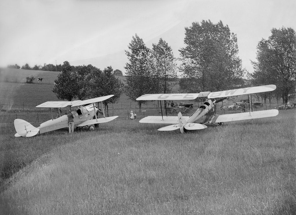 Detail of Blackburn Bluebird Mk 4 and De Havilland DH60 Moth at the Oxford Speed Trials, c1930 by Bill Brunell