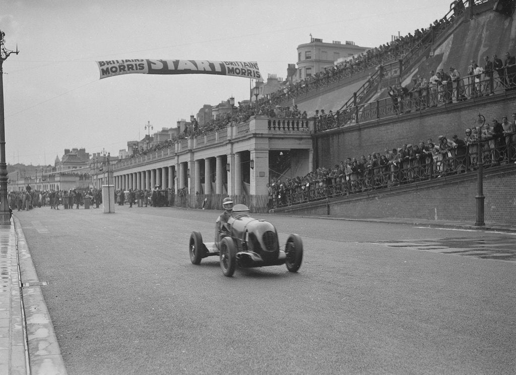 Detail of MG leaving the starting line in the Brighton Speed Trials, 1938 by Bill Brunell