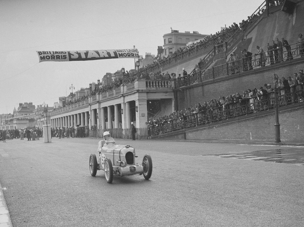 Detail of MG leaving the starting line in the Brighton Speed Trials, 1938 by Bill Brunell