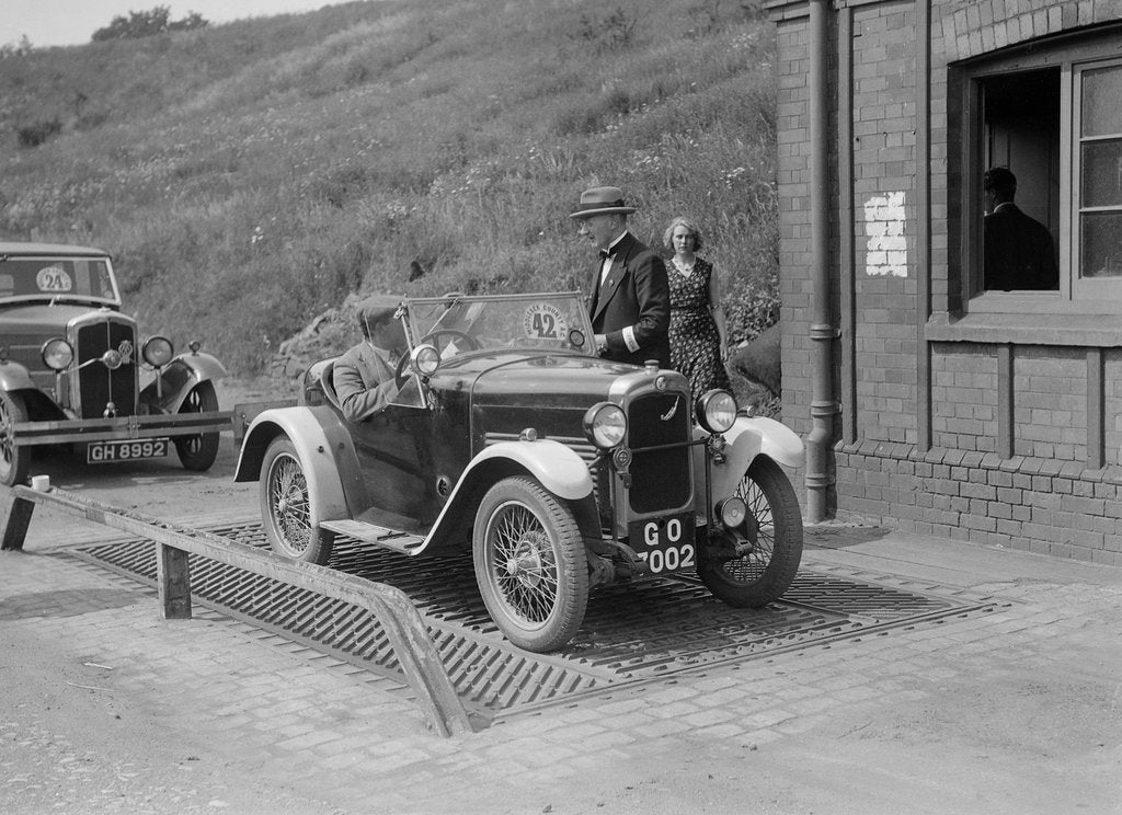 Detail of Triumph of J Wallis, winner of the Autocar Cup at the Middlesex County AC Hill Climb, c1930 by Bill Brunell