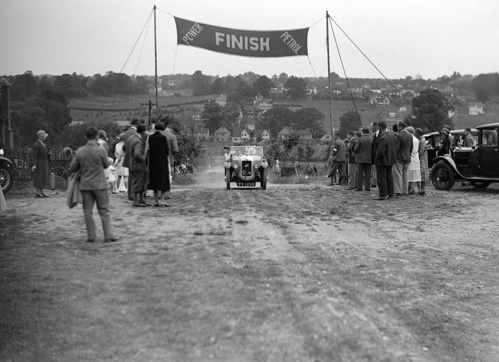 Detail of Austin Swallow of Mrs A Stanley at the finish of the Middlesex County AC Hill Climb, c1930 by Bill Brunell
