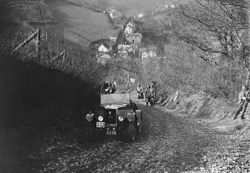 Detail of Singer Junior of RW Everard competing in the MCC Lands End Trial, Beggars Roost, Devon, 1929 by Bill Brunell