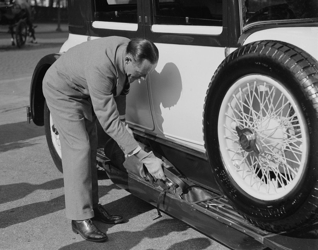 Detail of W Arnold with his Bentley at the Southport Rally, 1928 by Bill Brunell