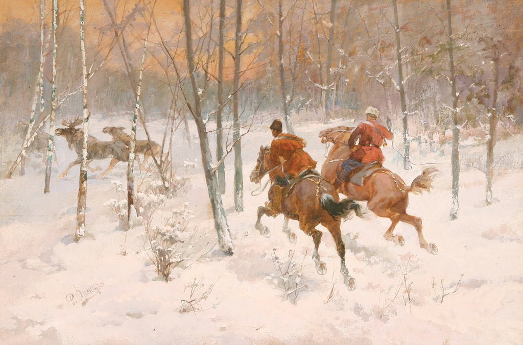 Detail of Elk Hunting by Anonymous
