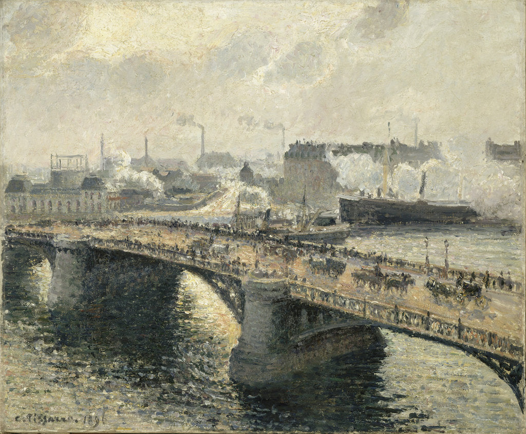 Detail of Pont Boïeldieu in Rouen, sunset, misty weather, 1896 by Anonymous