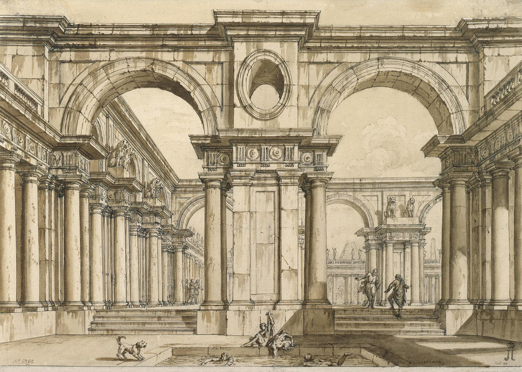 Detail of Set design for the Opera La clemenza di Tito (The Clemency of Titus) by Wolfgang Amadeus Mozart, 18t by Anonymous