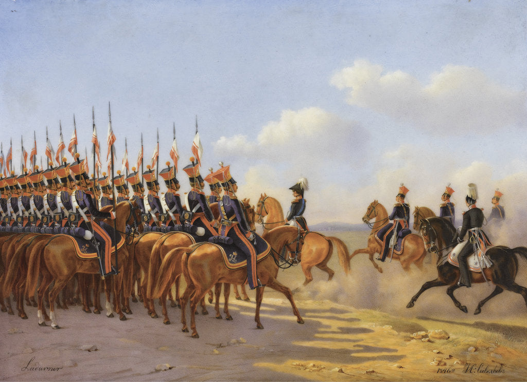 Detail of Nicholas I and his entourage reviewing the Life Guards Lancer (Ulansky) His Majestys Regiment, 1846 by Anonymous