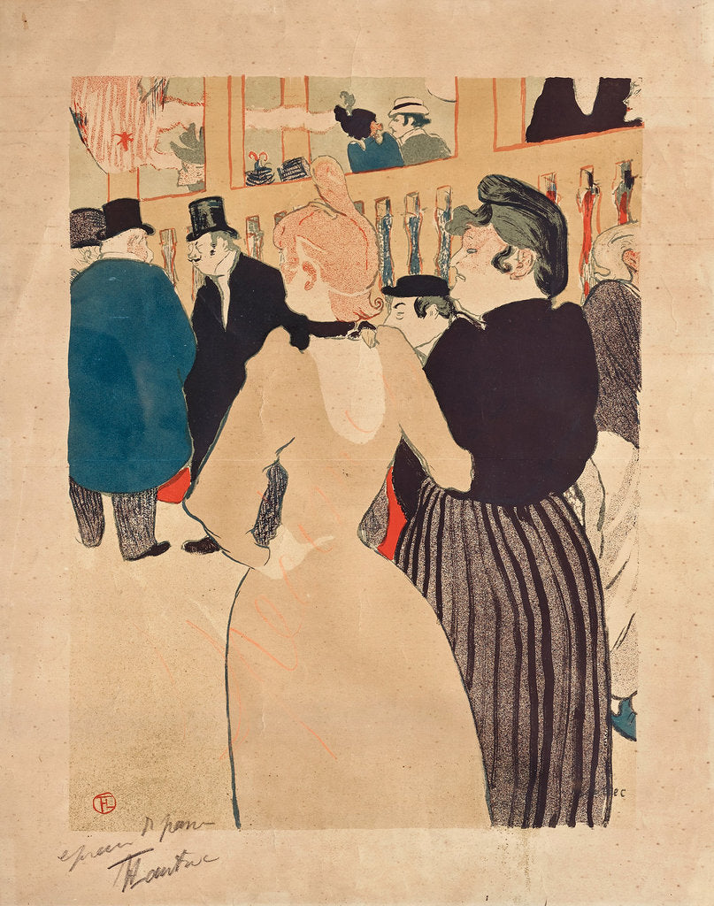 Detail of At the Moulin Rouge, La Goulue and her Sister (Au Moulin Rouge, La Goulue et sa s?ur), 1892 by Anonymous