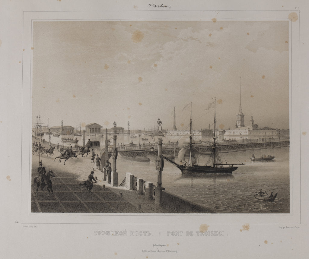 Detail of The Trinity Bridge in Saint Petersburg, 1840s by Anonymous
