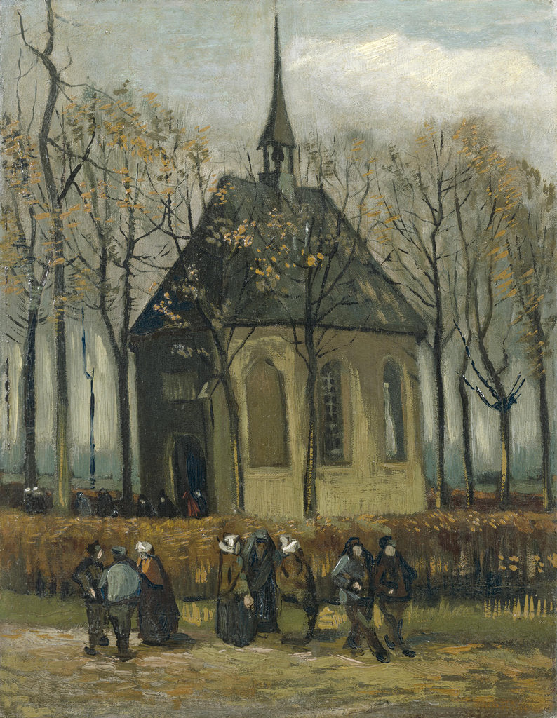 Detail of Congregation Leaving the Reformed Church in Nuenen, 1884-1885 by Anonymous