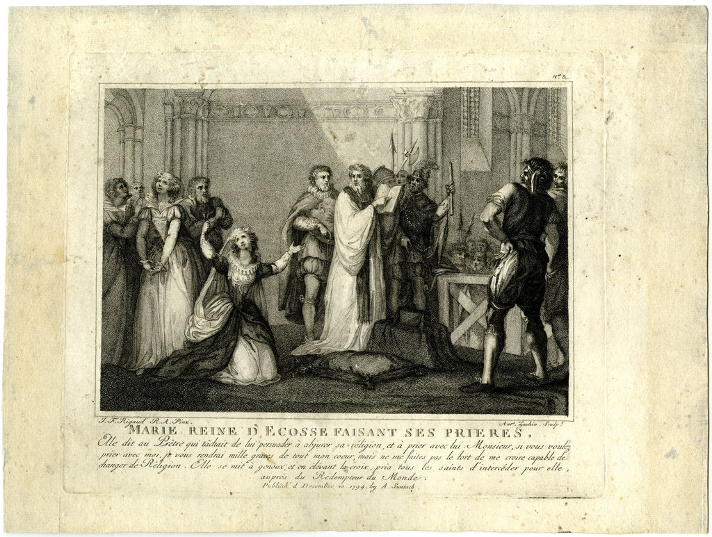 Detail of The last hours of Mary Stuart, Queen of Scots, 1794 by Anonymous