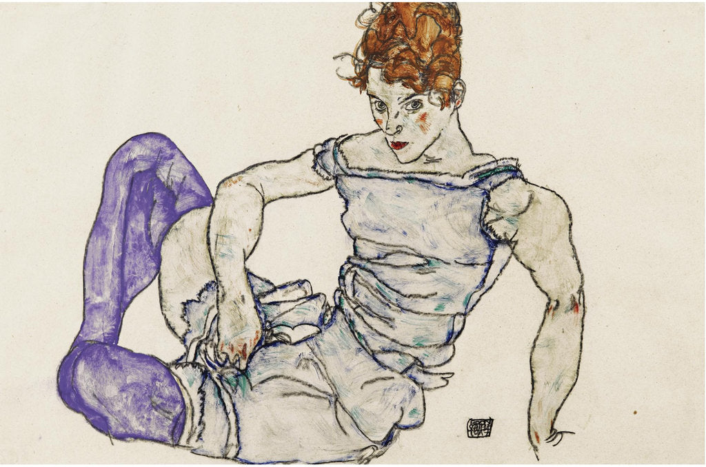 Detail of Seated woman in violet stockings, 1917 by Anonymous