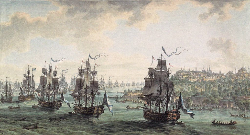 Detail of Russian squadron under the command of Ushakov passed the Bosporus, 1799 by Anonymous