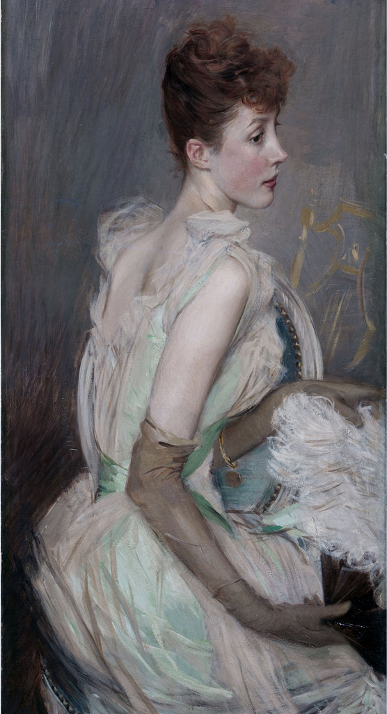 Detail of Portrait of Countess De Leusse, née Berthier, 1889 by Anonymous