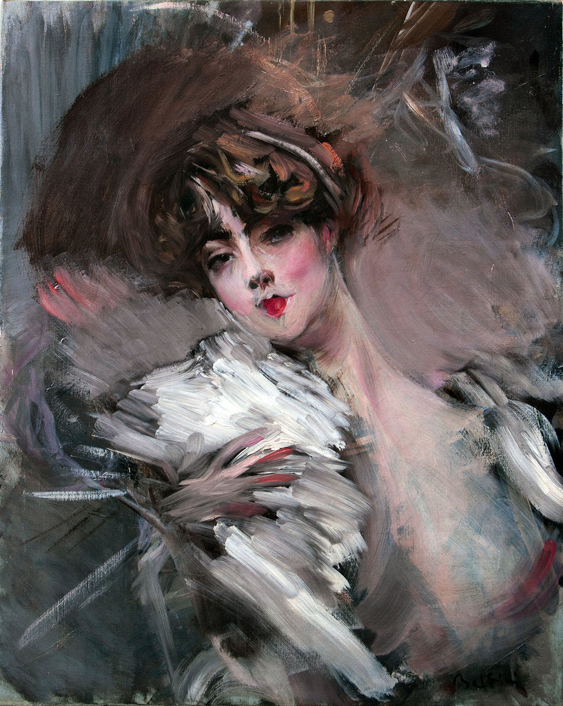 Detail of Portrait of young lady with white hair ribbon, 1912 by Anonymous