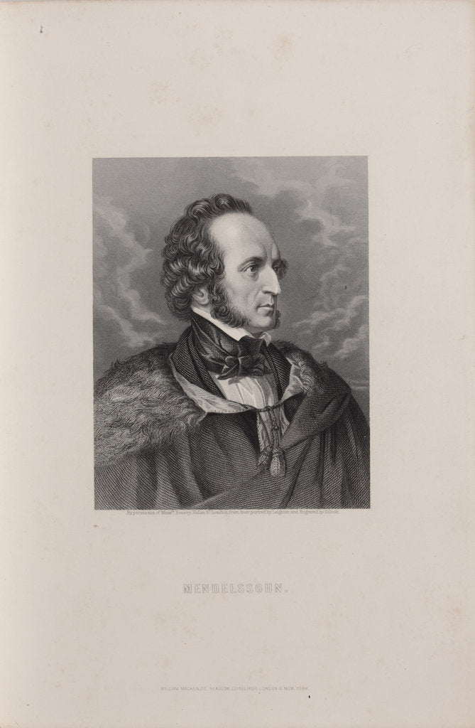 Detail of Portrait of Felix Mendelssohn Bartholdy, 1840s by Anonymous