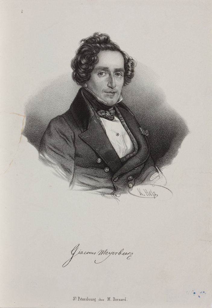 Detail of Portrait of the composer Giacomo Meyerbeer, 1830s by Anonymous