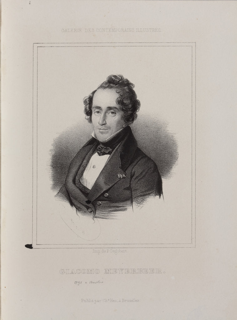 Detail of Portrait of the composer Giacomo Meyerbeer, 1841 by Anonymous