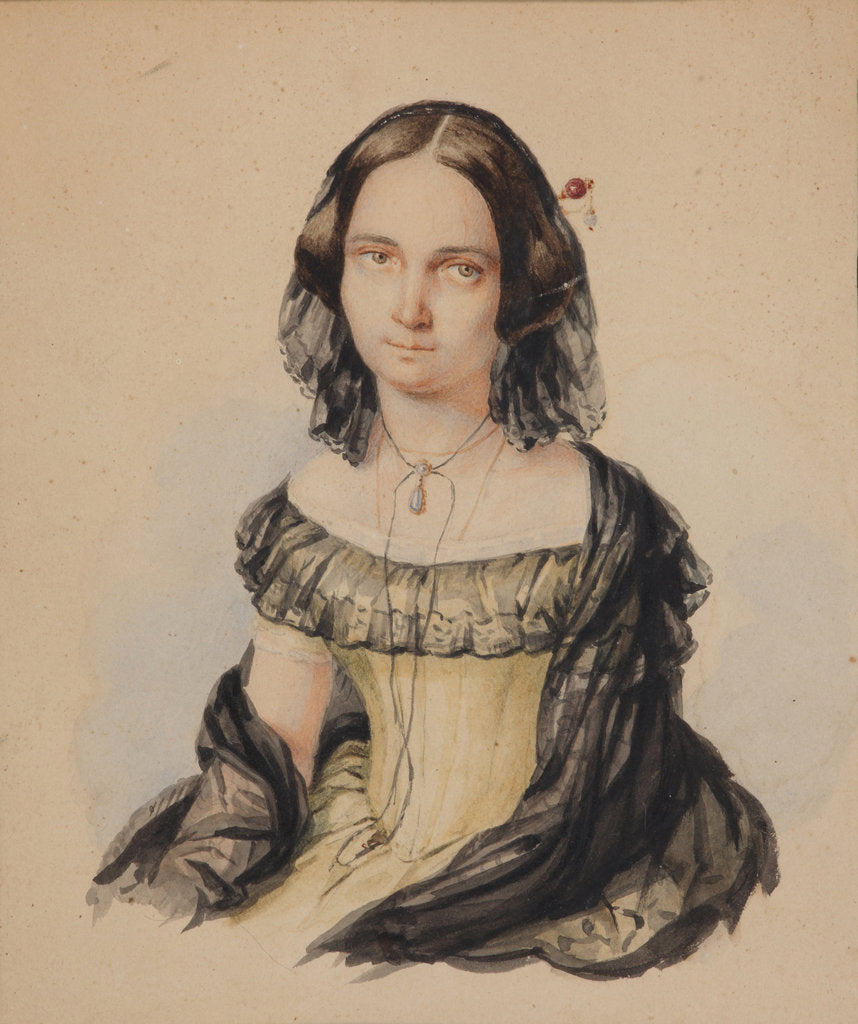 Detail of Yelizaveta Nikolayevna Krivtsova, née Princess Repnina-Volkonskaya, c. 1843 by Anonymous