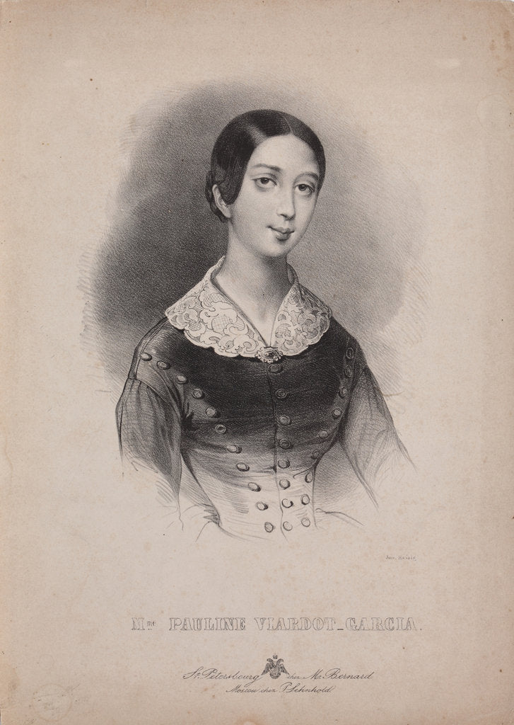 Detail of Portrait of the singer and composer Pauline Viardot, 1840s by Anonymous