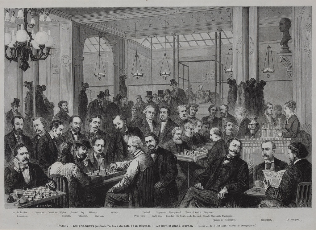 Detail of The chess tournament at the Café de la Régence (From Le Monde Illustré), 1874 by Anonymous