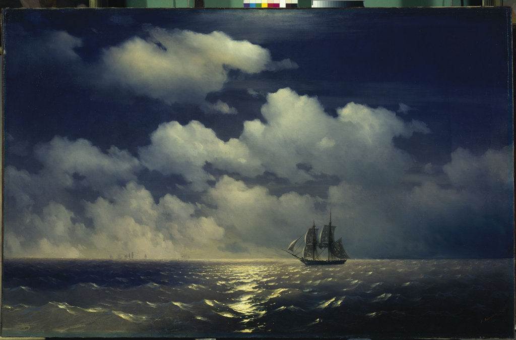 Detail of The brig Mercury encounter after defeating two Turkish ships of the Russian squadron, 1848 by Anonymous