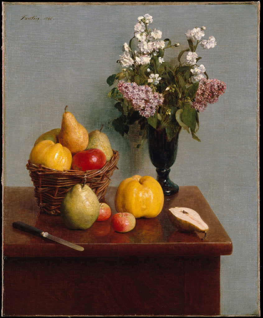 Detail of Still Life with Flowers and Fruit, 1866 by Anonymous