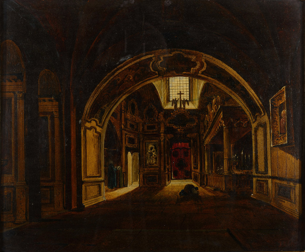 Detail of Inside view of the Lower church of Saint Basils Cathedral in Moscow, First half of the 19th cent by Anonymous