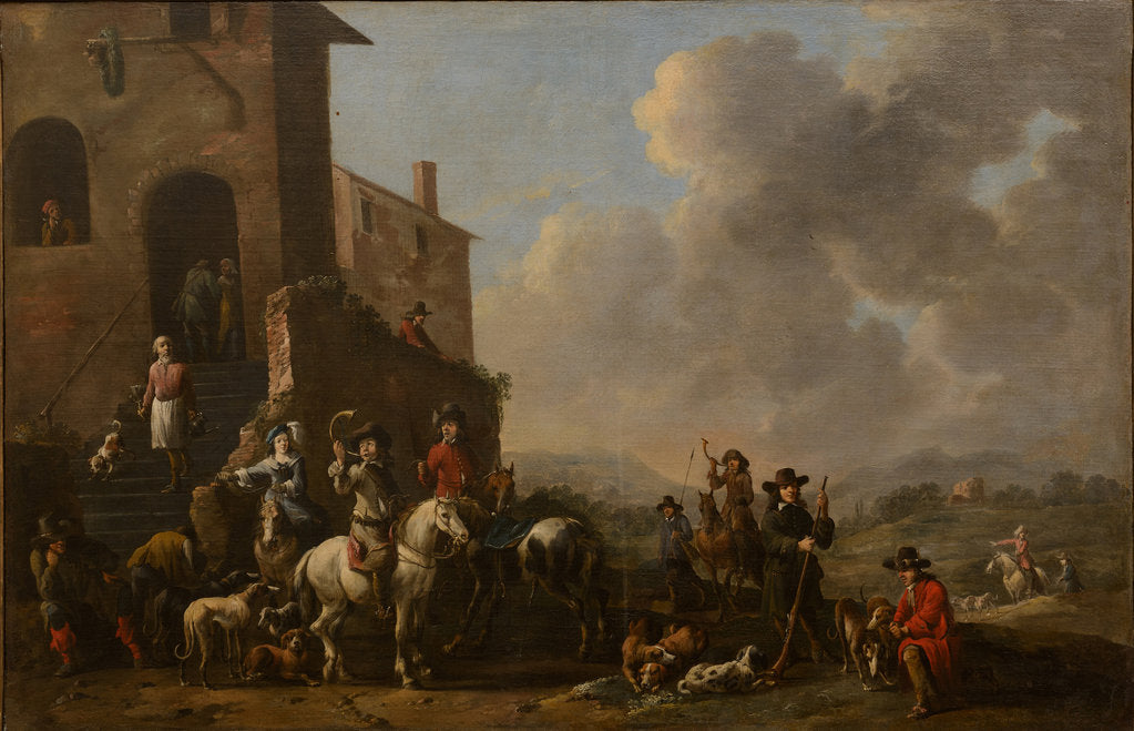Detail of Preparing for the hunt, 1670s by Anonymous