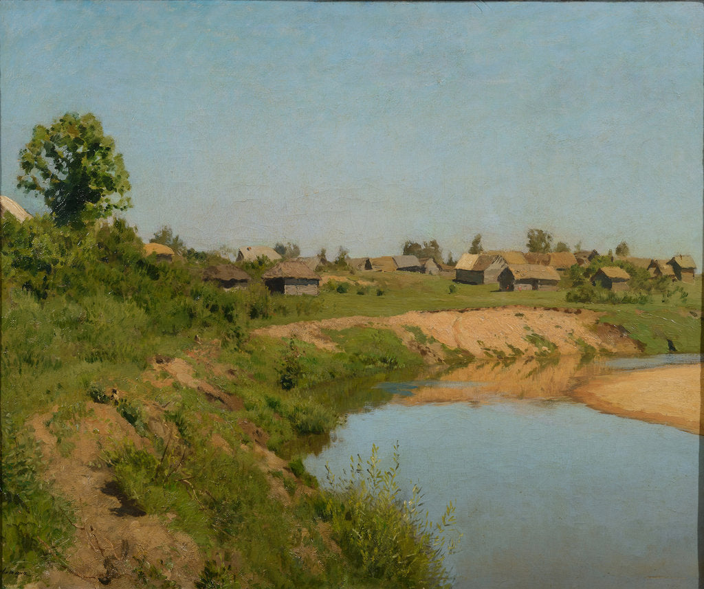 Detail of Village on the banks of the river, 1890s by Anonymous