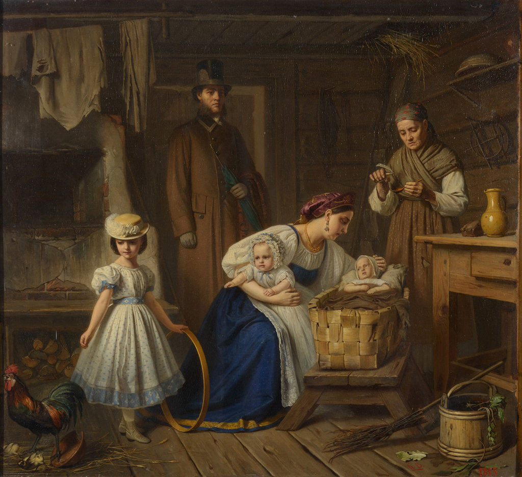Detail of Wet nurse visited her sick child, 1860s by Anonymous