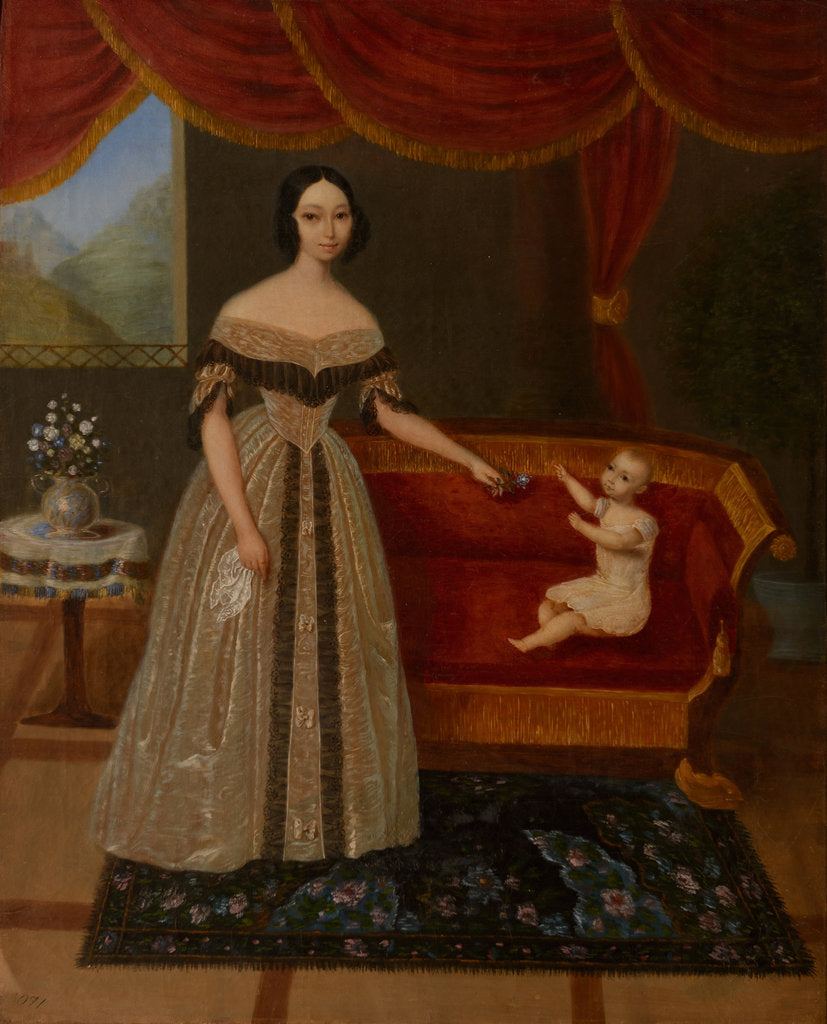 Detail of Portrait of Elizaveta Andreevna Yurievich with son Nikolai, 1838 by Anonymous