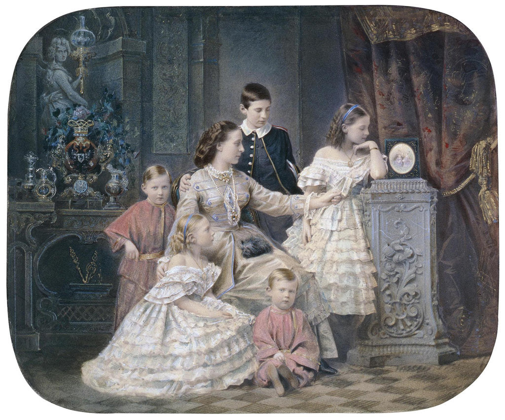 Detail of Portrait of Grand Duchess Alexandra Iosifovna of Saxe-Altenburg with children by Anonymous