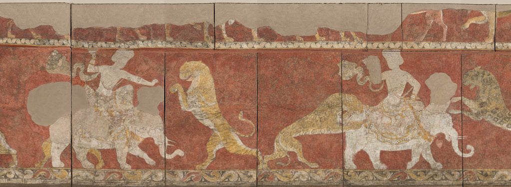Detail of Wall painting from the Red Hall of the Palace in Varakhsha. Fragment by Anonymous