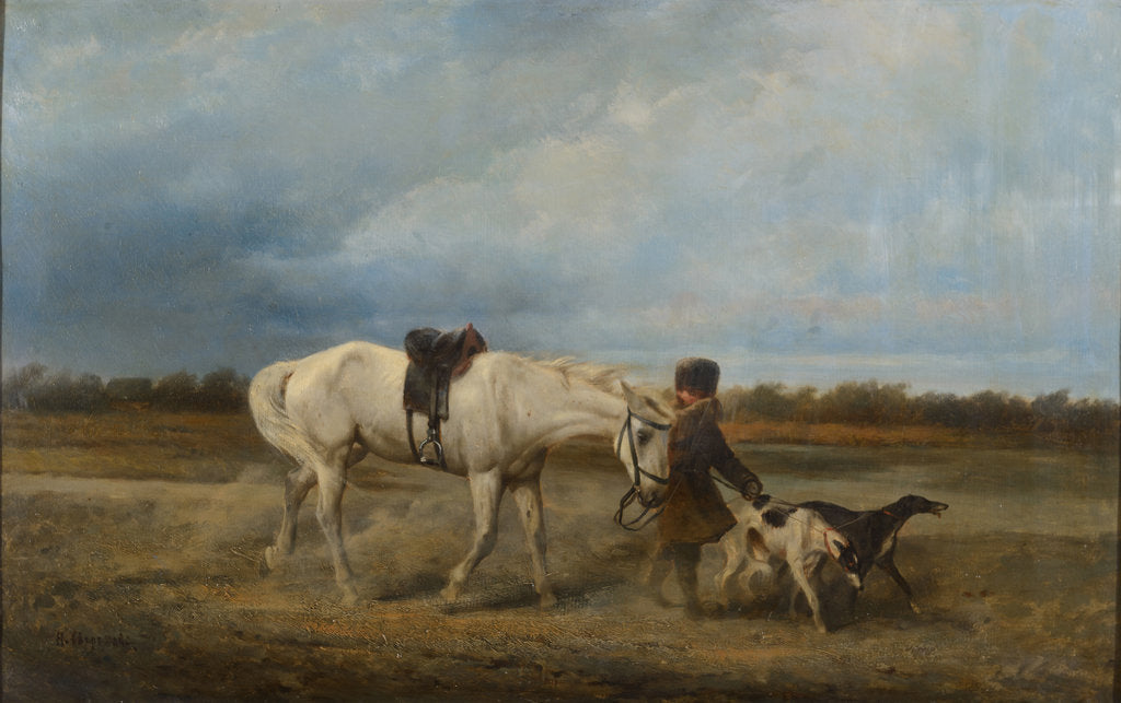 Detail of Hunting dog handler by Anonymous