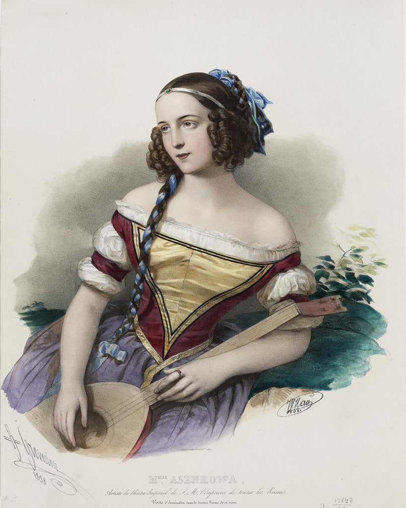 Detail of Portrait of the actress Varvara Asenkova by Anonymous
