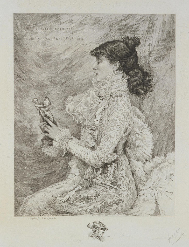 Detail of Portrait of Sarah Bernhardt by Anonymous