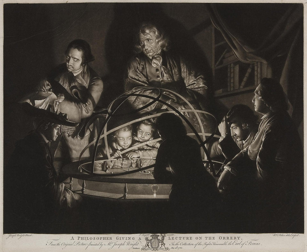 Detail of A Philosopher giving a Lecture on the Orrery in which a lamp is put in place of the Sun by Anonymous