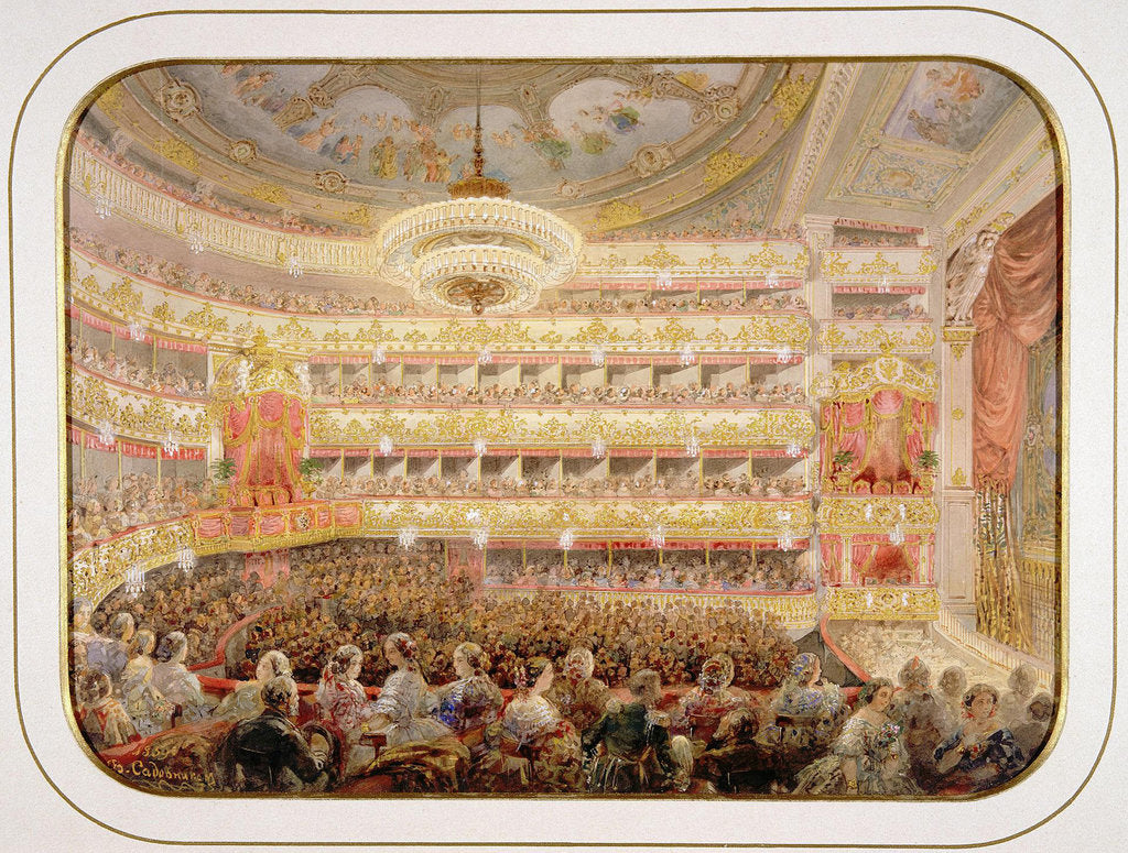 Detail of The Auditorium of the Saint Petersburg Imperial Bolshoi Kamenny Theatre by Anonymous