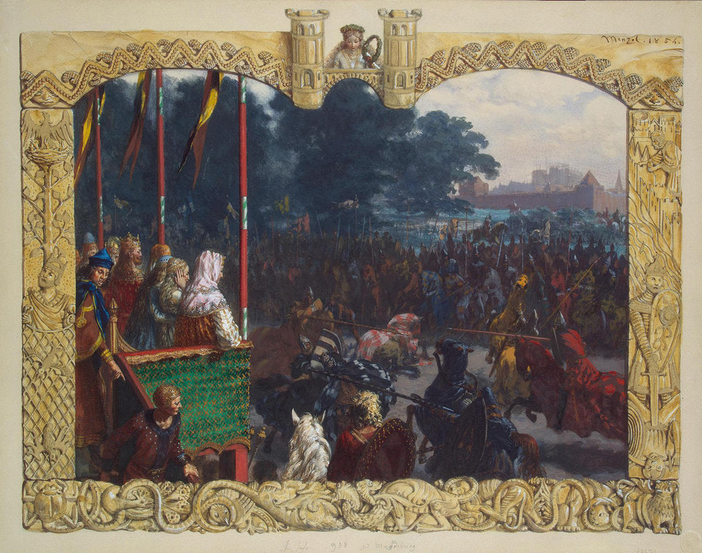 Detail of Knights Tournament in Magdeburg, 928 by Anonymous