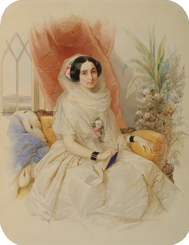 Detail of Portrait of Maria Ivanovna Goncharova, née Countess Meshcherskaya by Anonymous