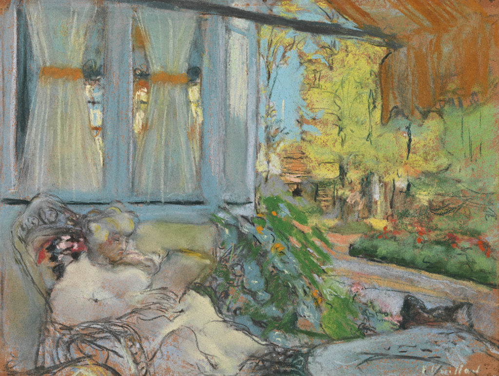 Detail of Madame Hessel reading on Cézannes enclosed terrace by Anonymous