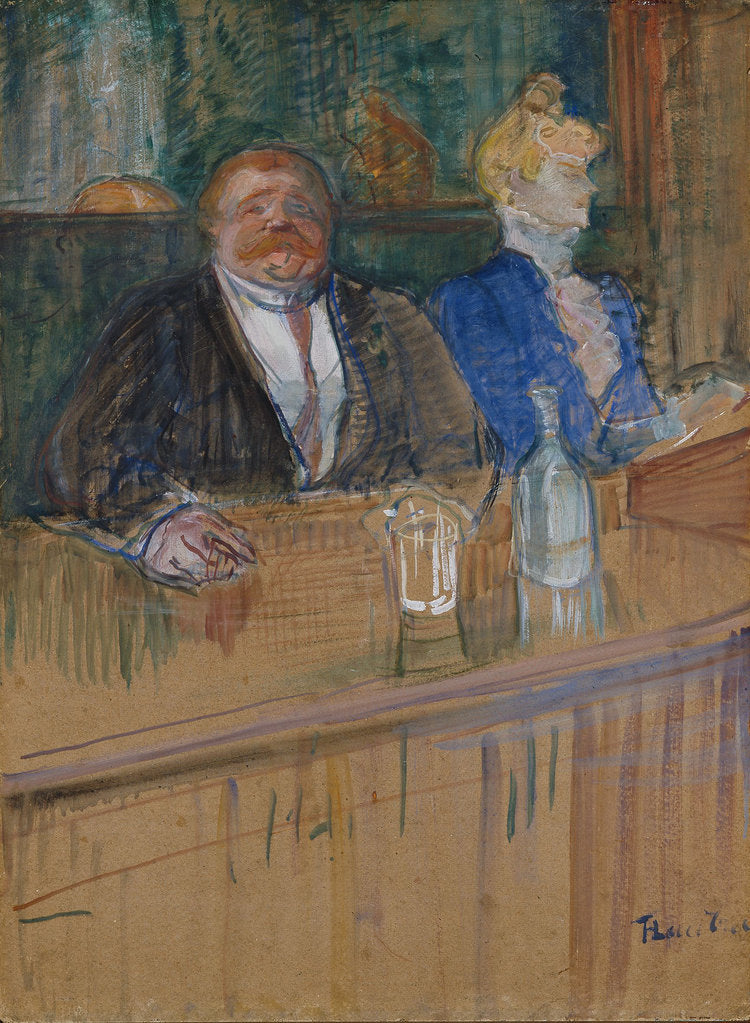 Detail of At the Cafe. The Customer and the Anemic Cashier. (Au café: le patron et la caissière chlorotique) by Anonymous