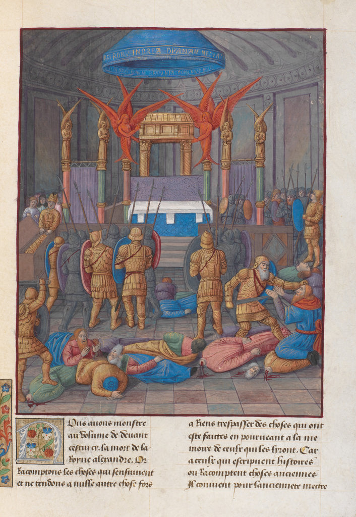 Detail of Desecration of the Temple of Jerusalem by Pompey. Illustration in Flavius Josephus Antiquities of t by Anonymous