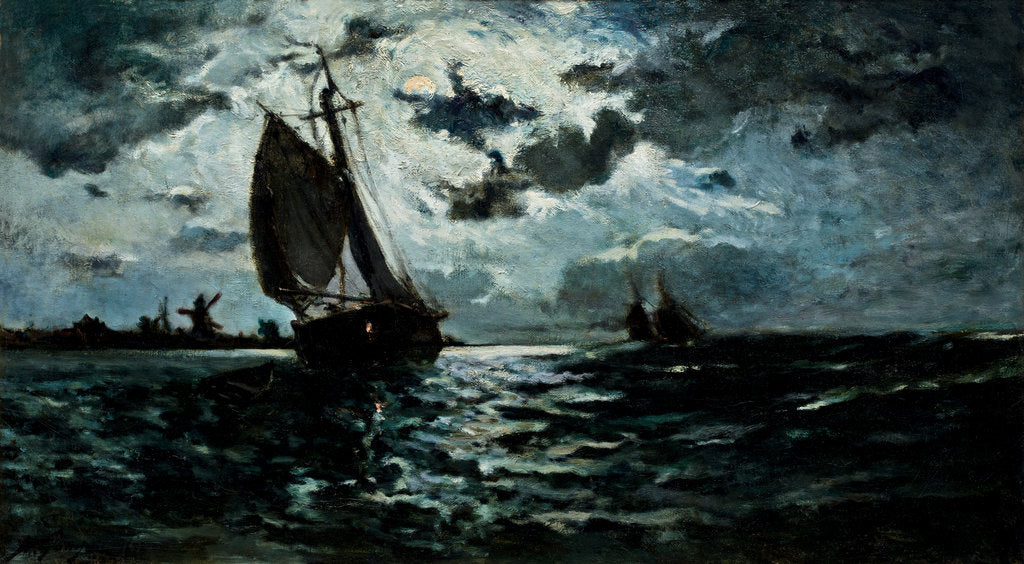 Detail of Sailing Ship in the Moonlight by Anonymous